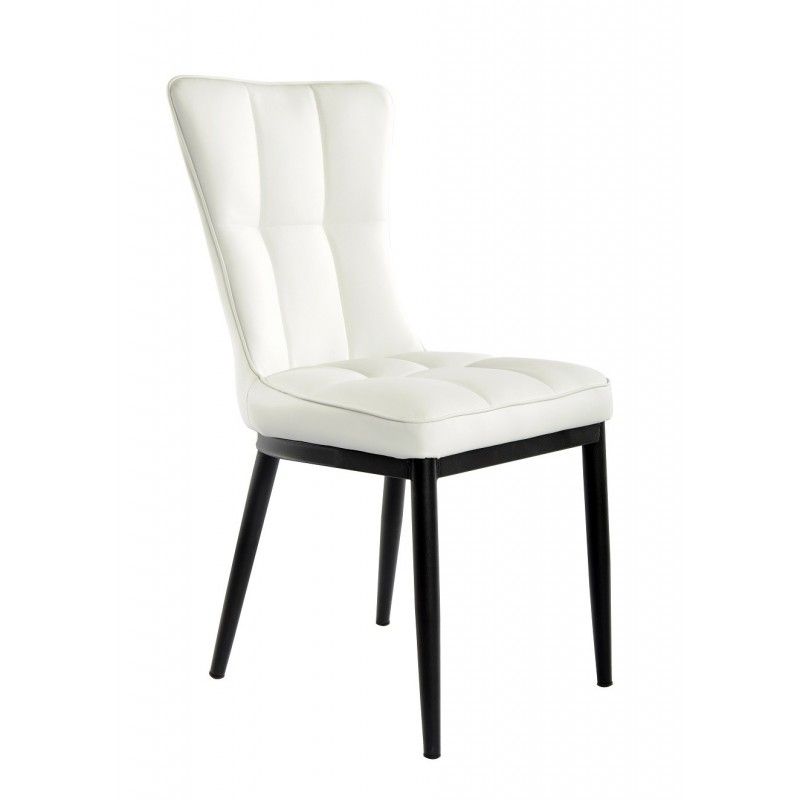 silla daniela metal tapizado similpiel blanca