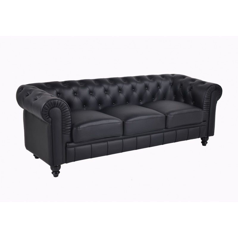 sofa chester 3 plazas similpiel negra