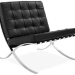 barcelona chair replica semi aniline leather black..