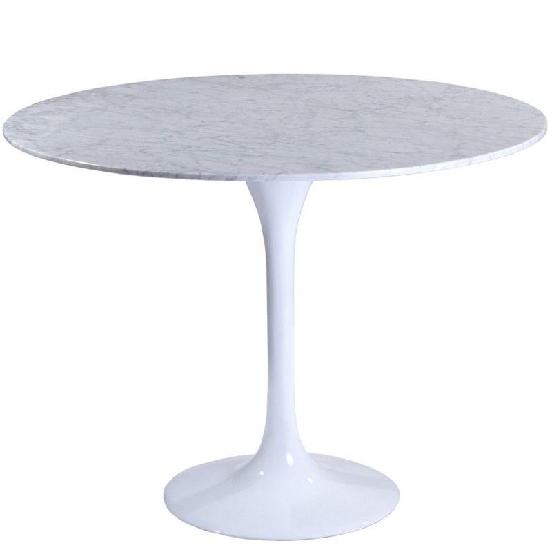 mesa tul fibra de vidrio marmol blanco 100 cms de diametro