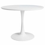 mesa tul to base de metal tapa lacada blanca 120 cms de diametro