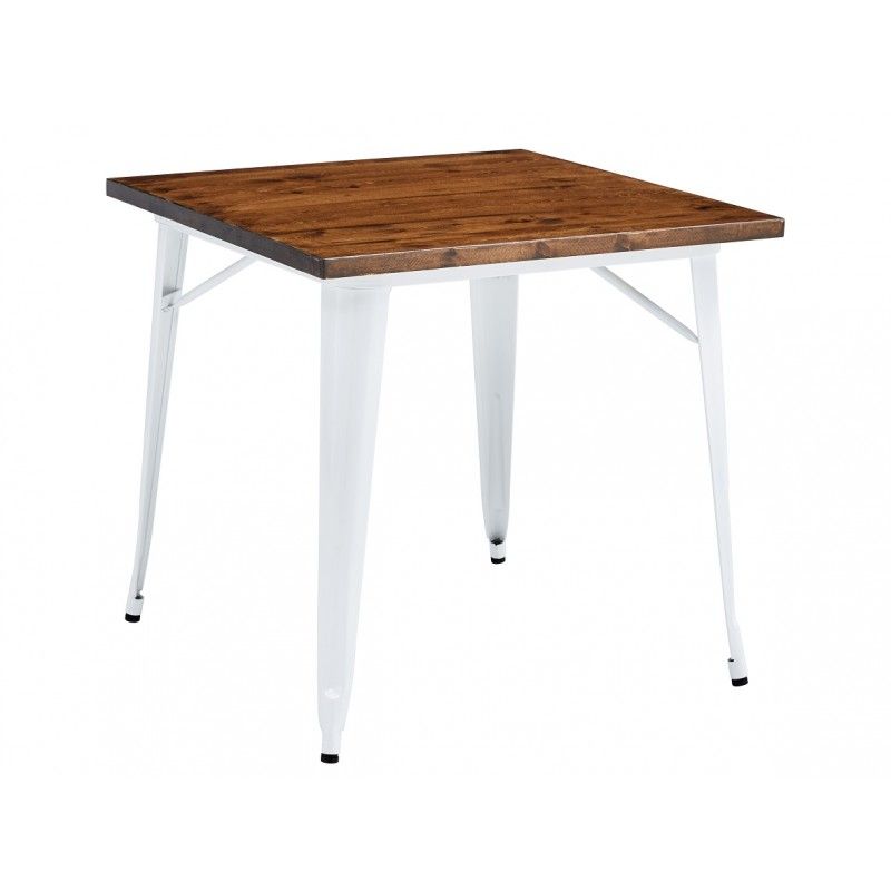 mesa tol ek wood acero madera blanca 80x80 cms