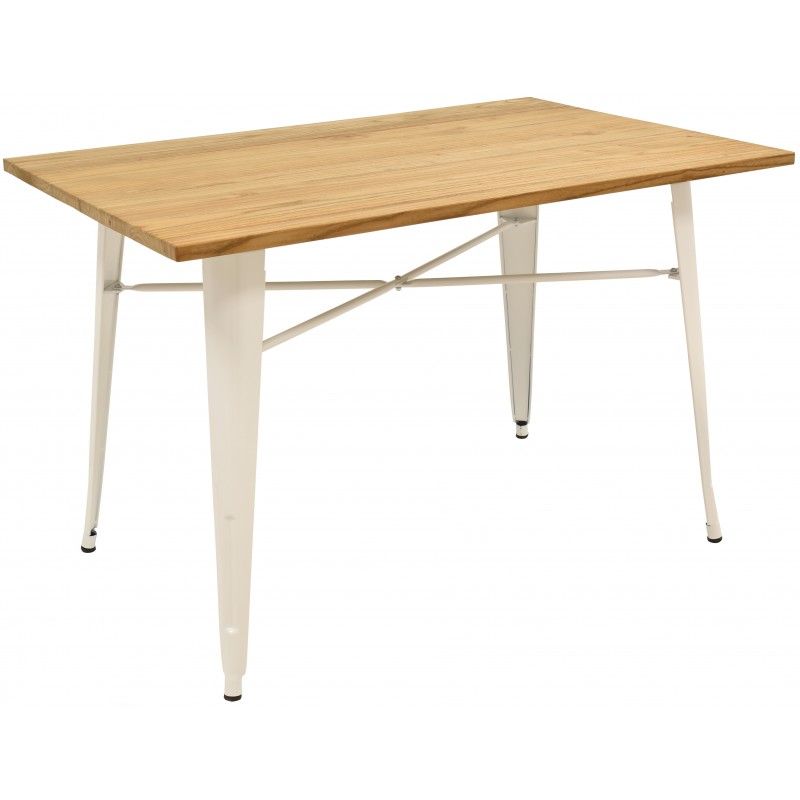 mesa tol acero blanca madera 160×80 cms