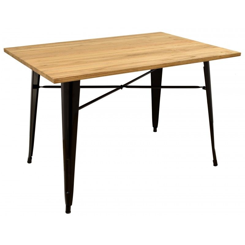 mesa tol acero negra madera 120×80 cms