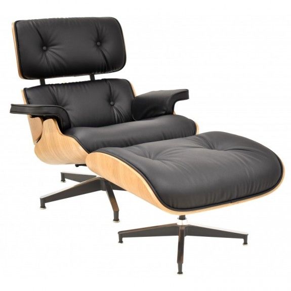 roble natural piel negro lounge chair inspiracion eames (1)