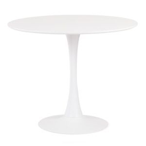 mesa tul to base de metal tapa lacada blanca 100 cms de diametro