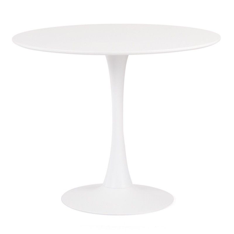 mesa tul to base de metal tapa lacada blanca 100 cms de diametro