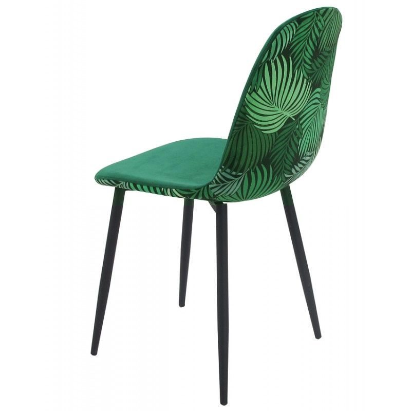 silla horus metal tapizado velvet verde con trasera floral a juego 1