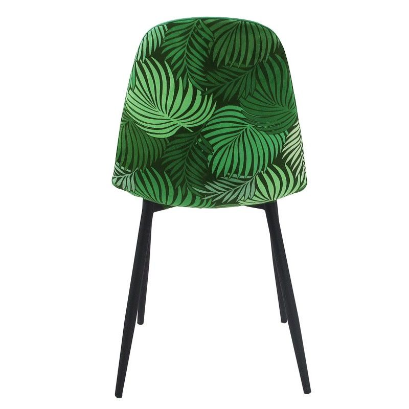 silla horus metal tapizado velvet verde con trasera floral a juego 2