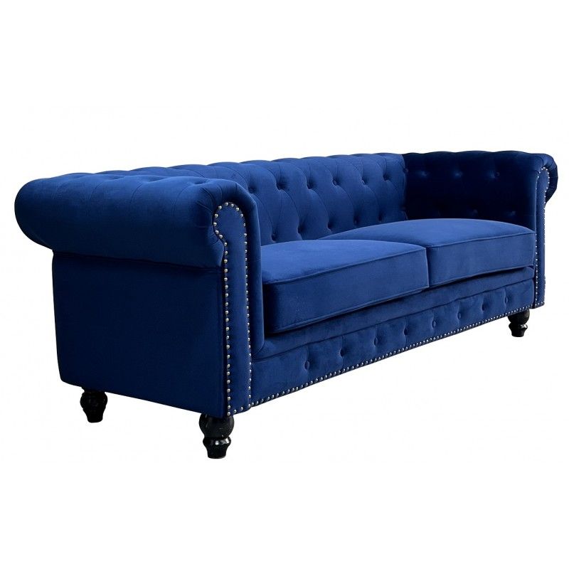 sofa chester premium 3 plazas tapizado velvet azul navy 2