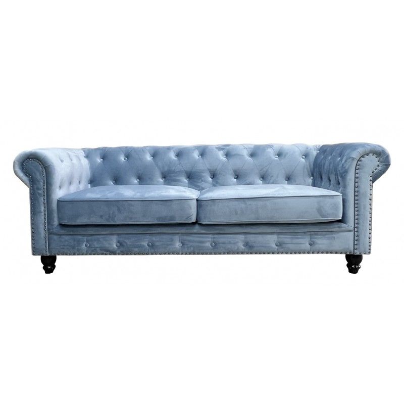 sofa chester premium 3 plazas tapizado velvet dusky azul