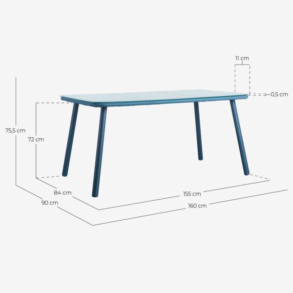 set de jardin de aluminio 1 mesa rectangular y 4 sillas drian