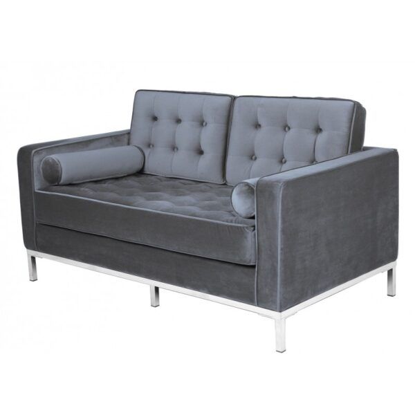 sofa arles 2 plazas tejido velvet gris