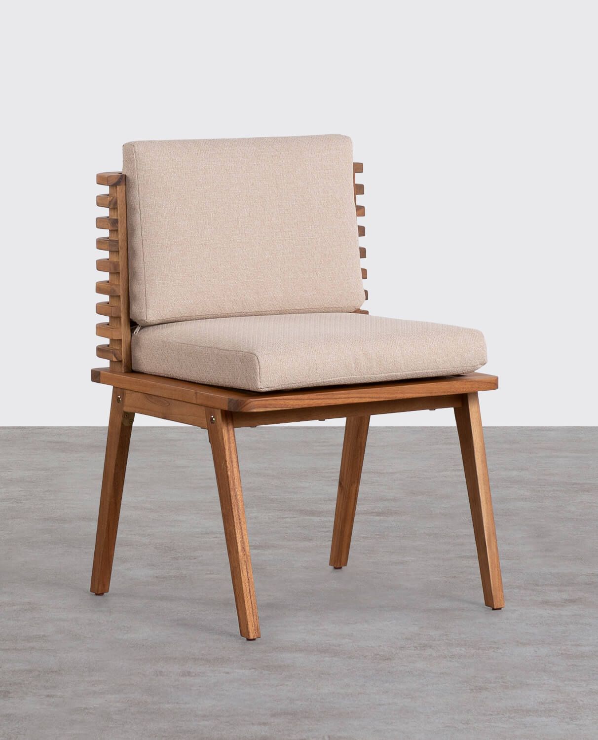 silla de exterior de madera de acacia y tela hazan