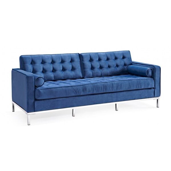 sofa arles 3 plazas tejido velvet azul
