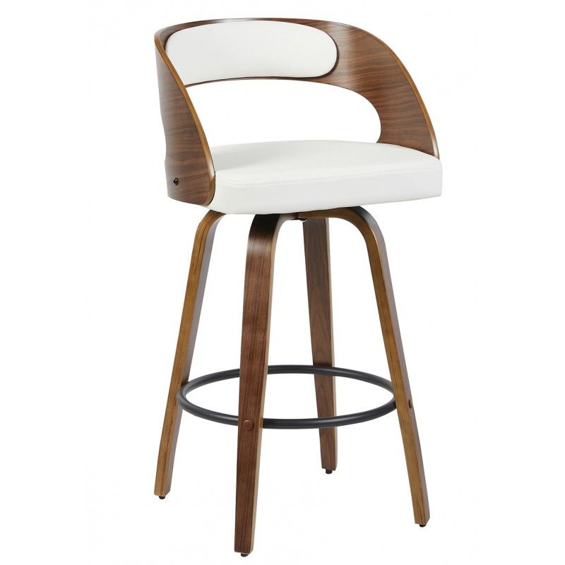 taburete loarre madera similpiel blanca