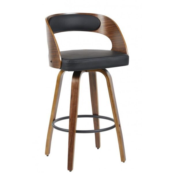 taburete loarre madera similpiel negra