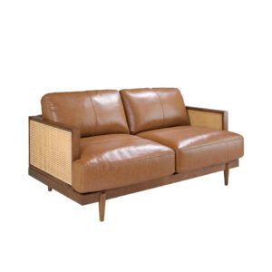 6176 sofa 2P piel marron nogal rattan sofa angel cerda 1P