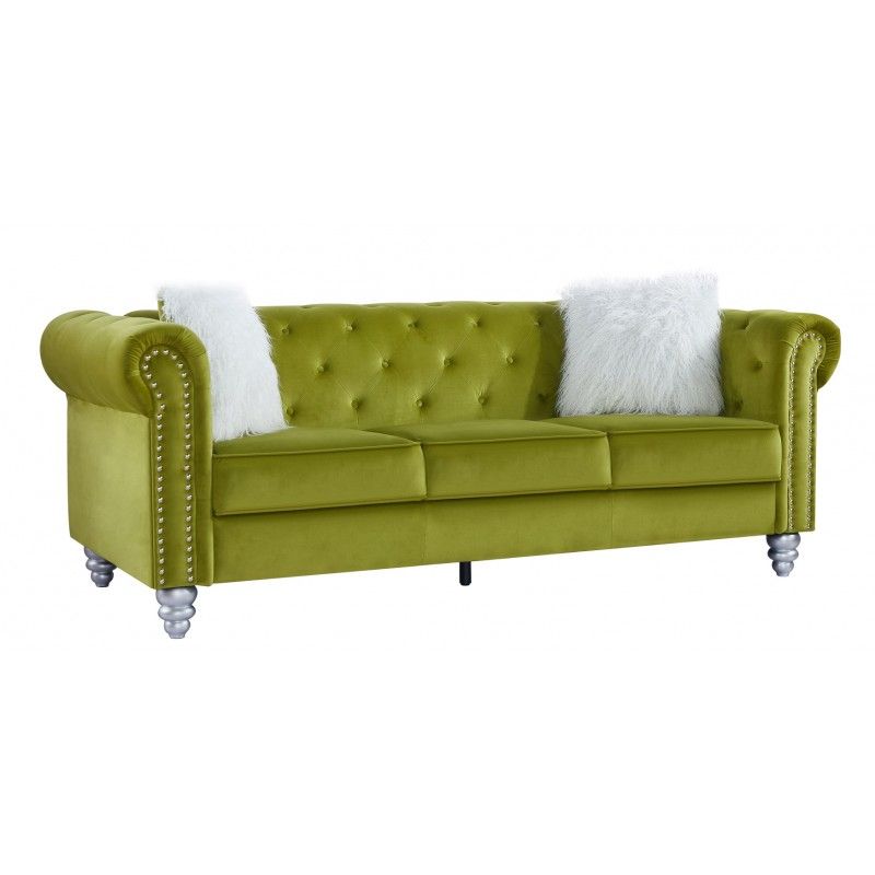 sofa chester style 3 plazas tapizado velvet verde 38