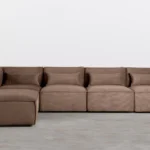 sofa modular de 4 piezas con 3 sillones y puff de pana kilhe (1)