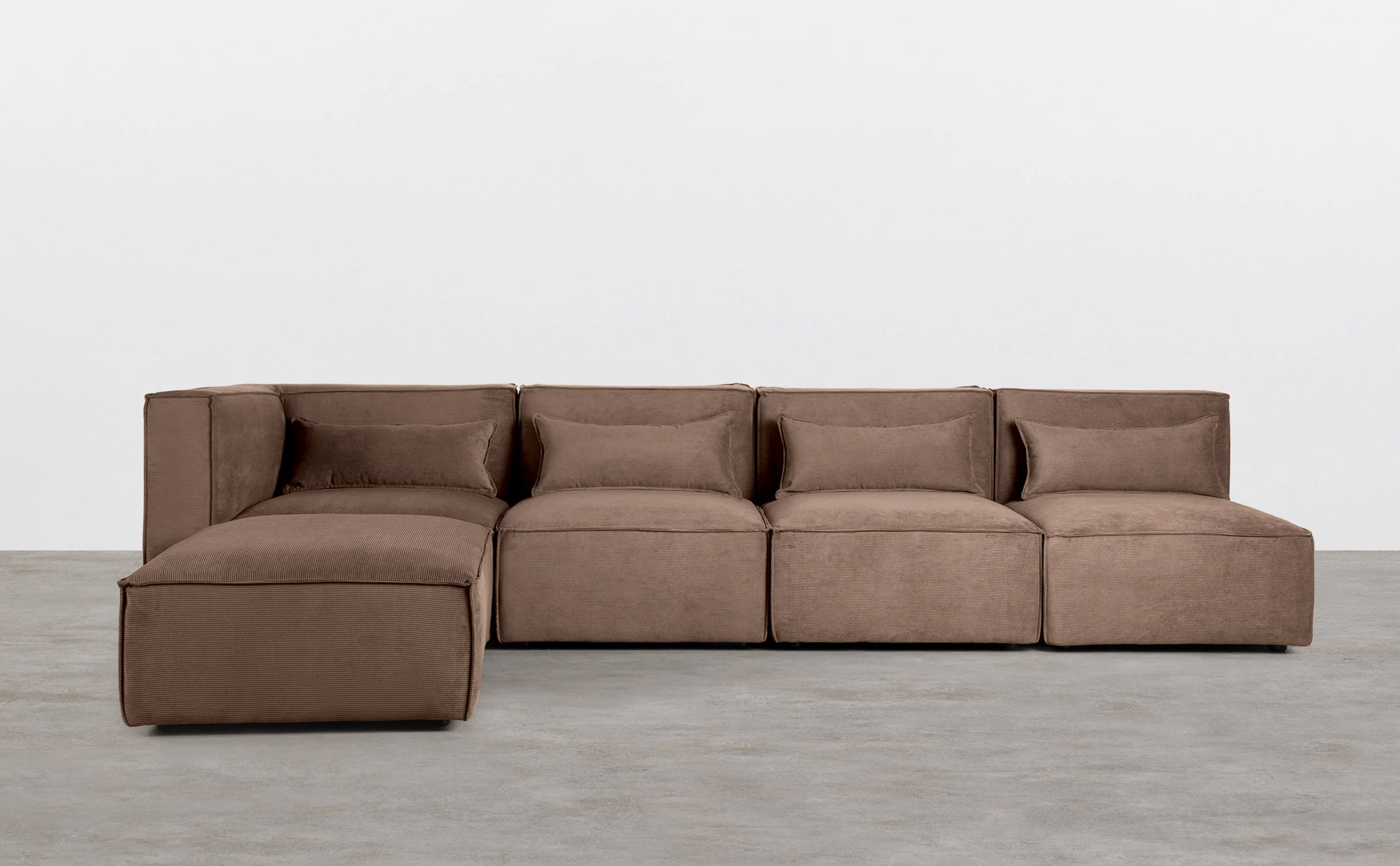 sofa modular de 4 piezas con 3 sillones y puff de pana kilhe (1)