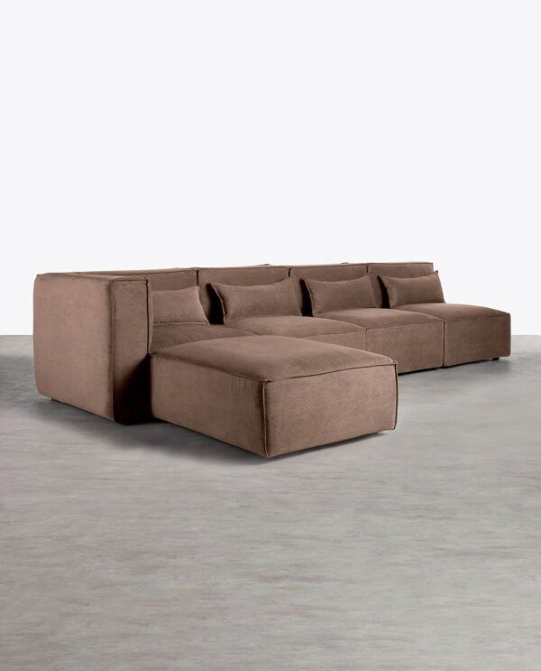 sofa modular de 4 piezas con 3 sillones y puff de pana kilhe