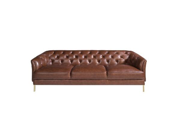 6140 sofa 3 plazas capitone piel marron acero dorado sofa angel cerda 23 escaled