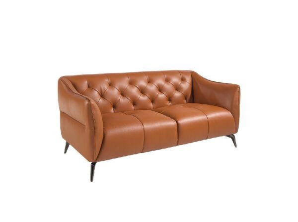 6168 sofa 2 plazas piel marron acero angel cerda 1P escaled