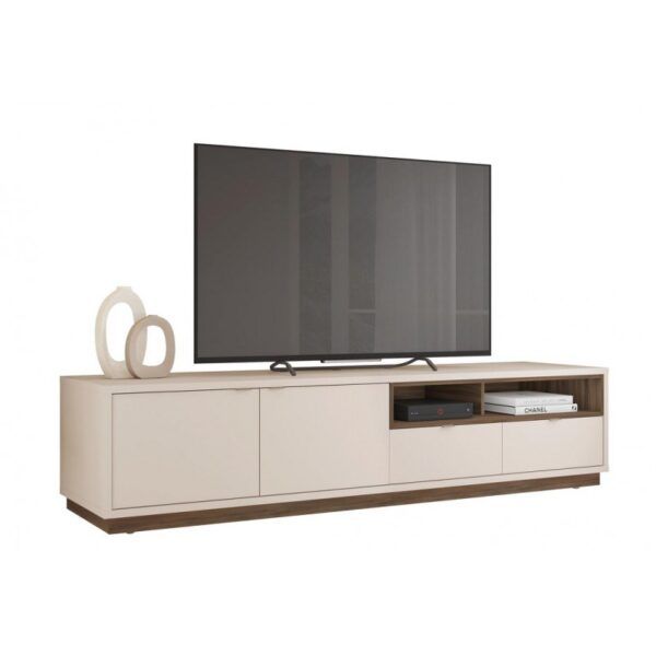 mueble tv isis blanco roto y nogal 218 cms