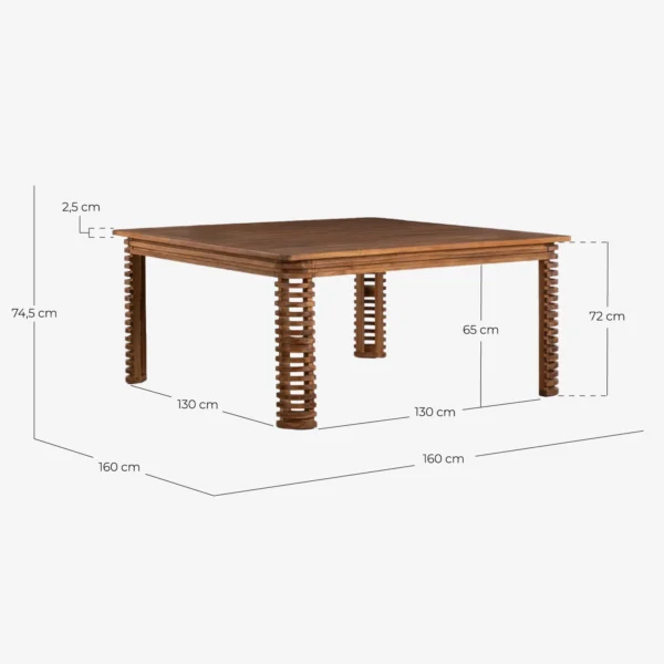 mesa de jardin cuadrada 160 cm de madera de acacia hazan