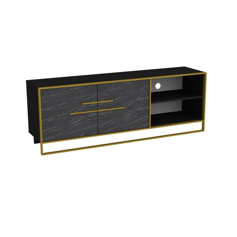 mueble de tv siena biiaminado marmol negro con metal dorado 160 cms (1)