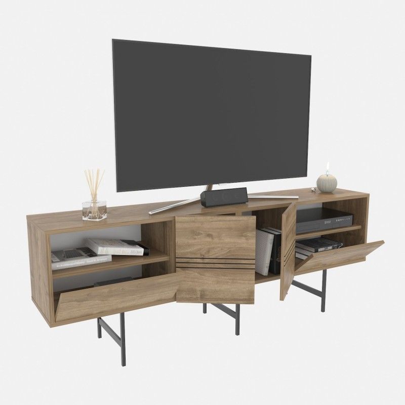 mueble de tv simon biiaminado nogal 180 cms