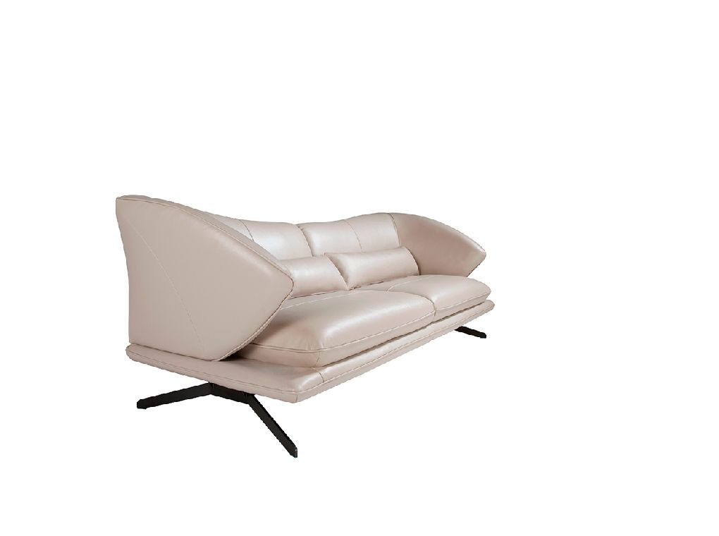 6146 sofa 3 plazas piel Taupe acero negro angel cerda 4 escaled