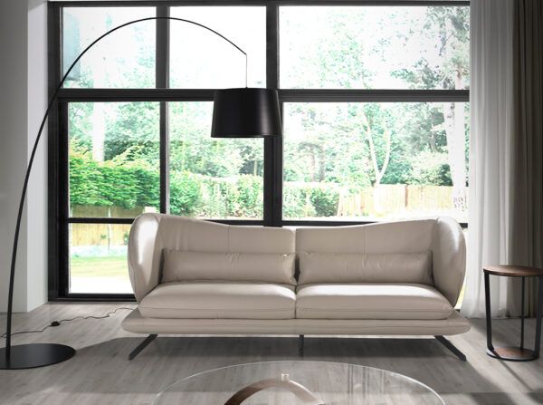 6146 sofa 3 plazas piel Taupe acero negro angel cerda a