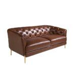 6139 sofa 2 plazas capitone piel marron acero dorado sofa angel cerda 21 escaled