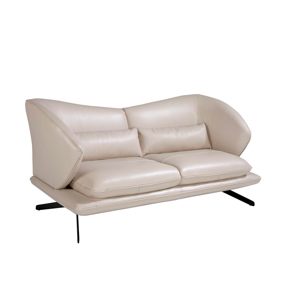 6145 sofa 2 plazas piel gris taupe acero negro sofa angel cerda 1