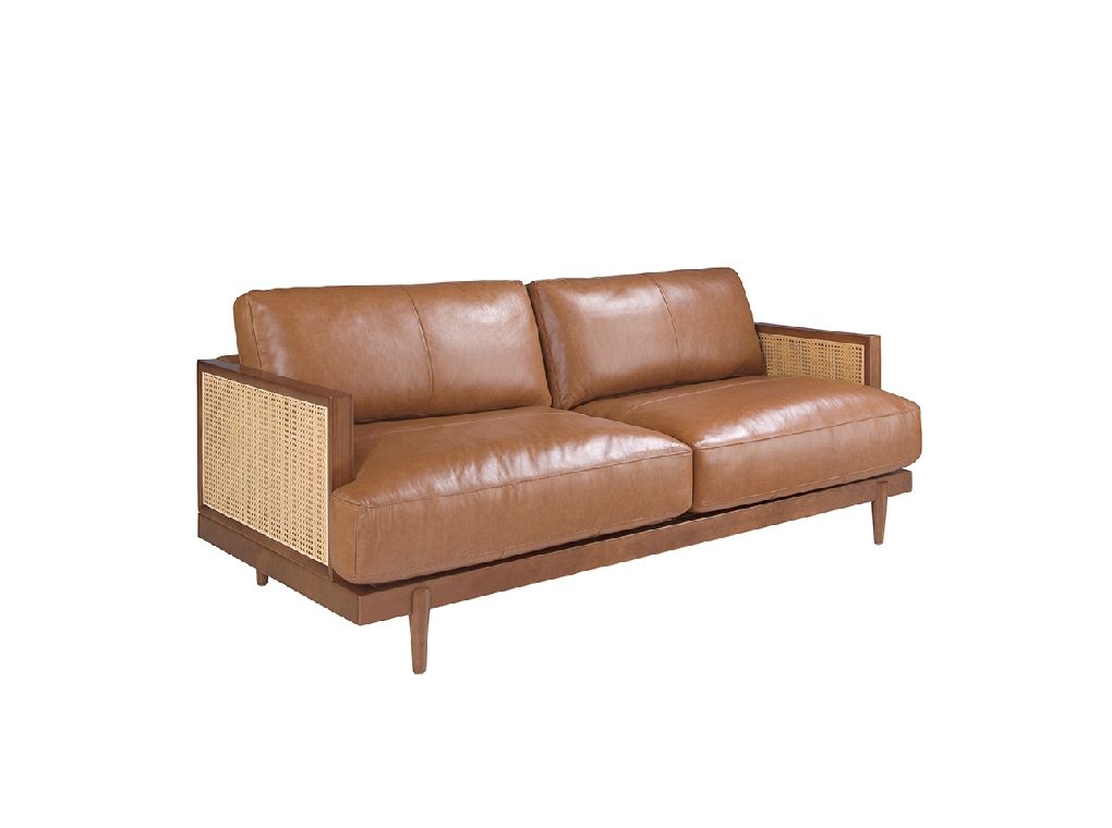 6177 sofa 3P piel marron nogal rattan sofa angel cerda 1P escaled