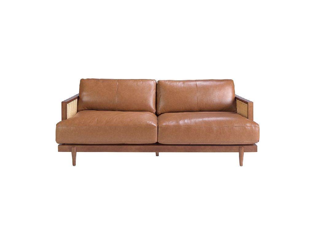 6177 sofa 3P piel marron nogal rattan sofa angel cerda 3F escaled