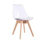 silla torre 4p madera transparente cojin blanco