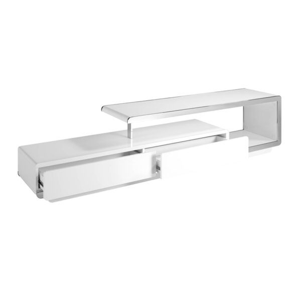 3042 mueble tv moderno blanco acero cromado tv stand angel cerda 2