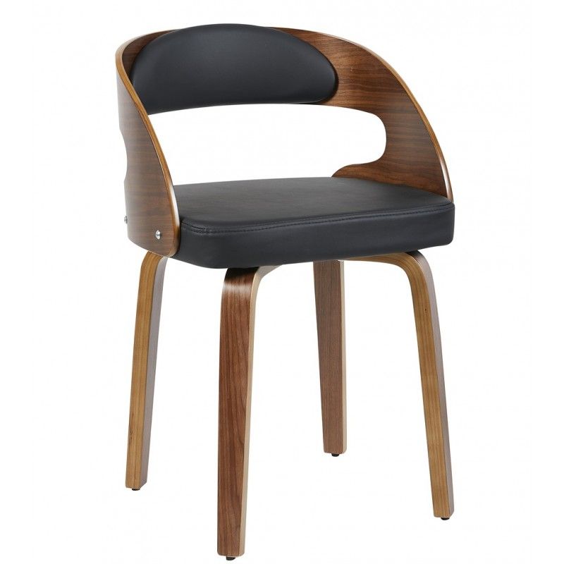 sillon loarre fijo madera similpiel negra