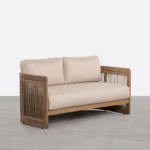 sofa 2 plazas de jardin de madera de acacia con cojines mares