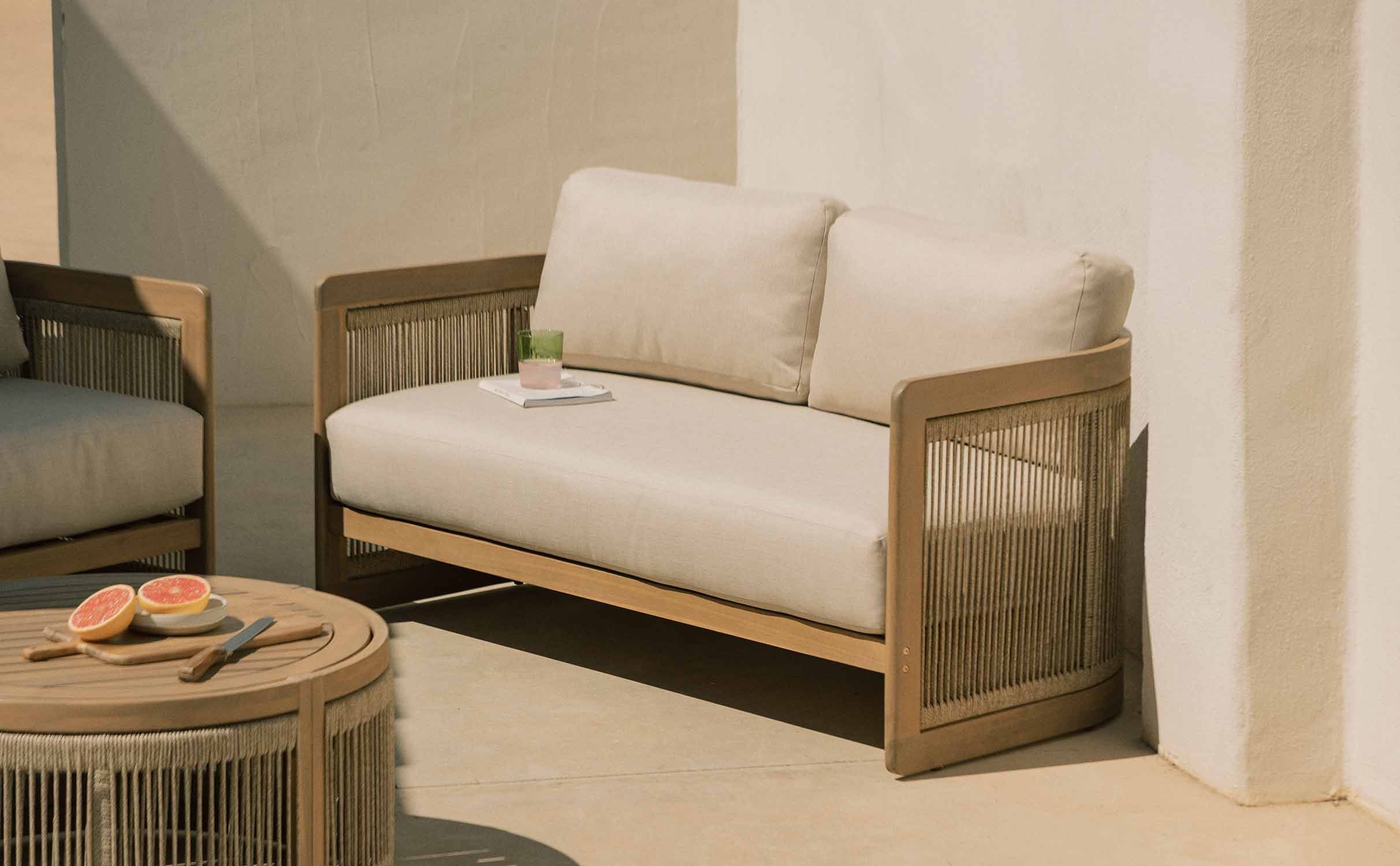sofa 2 plazas de jardin de madera de acacia con cojines mares (4)