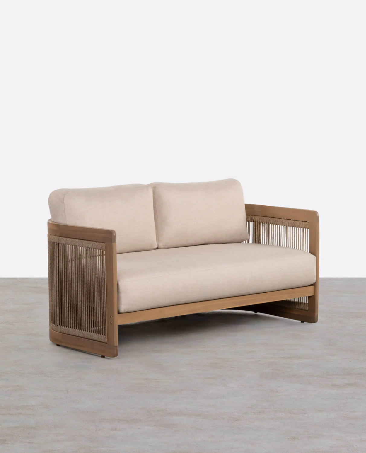 sofa 2 plazas de jardin de madera de acacia con cojines mares