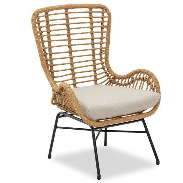 sillon java metal cojin ratan beige