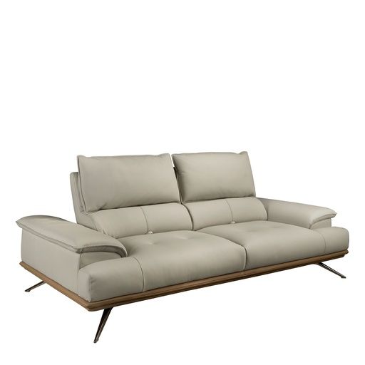 [6247] Sofá 3 plazas piel gris taupe