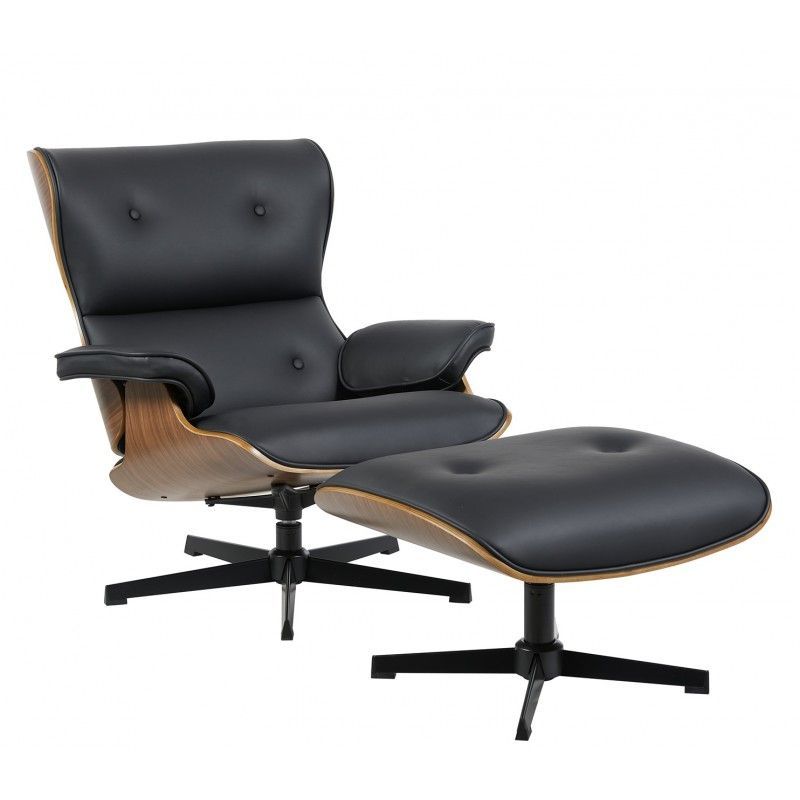 butaca con ottoman america madera metal similpiel negra