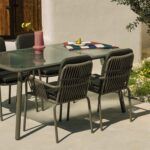 set de jardin de aluminio 1 mesa rectangular y 4 sillas drian