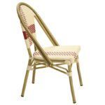 silla garnier apilable aluminio ratan beige y rojo