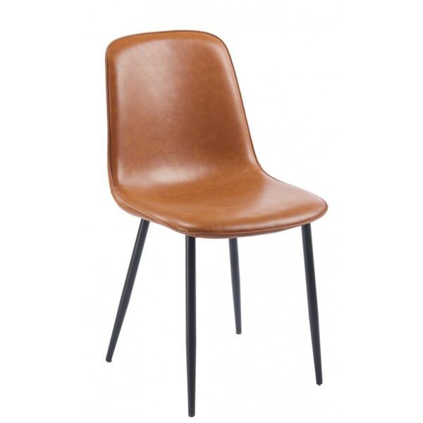 silla penafiel metal similpiel vintage marron